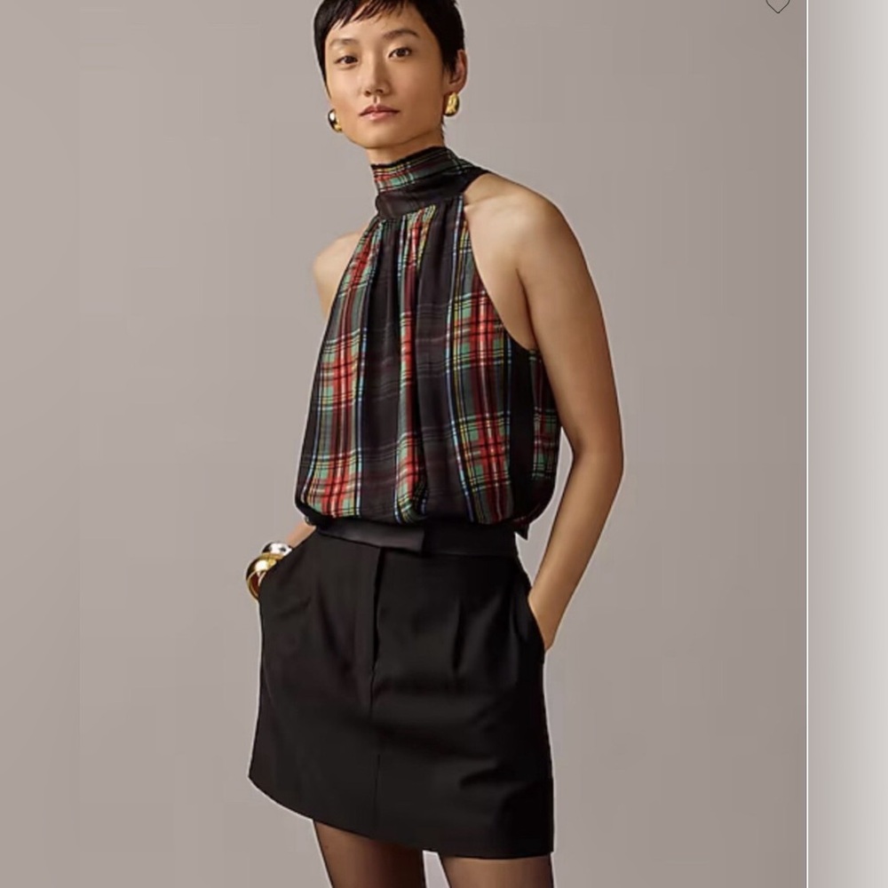 NWT J Crew Halter top with necktie in Stewart tartan sz S